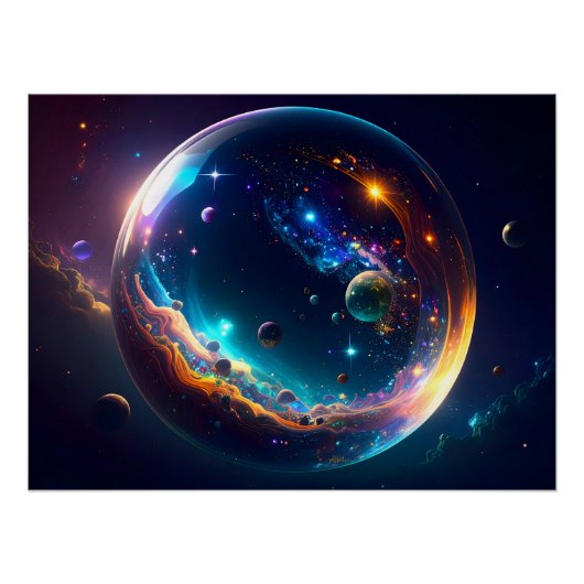 Cosmic Bubble Galaxy Fantasy Art Perfect Poster (Voorkant)