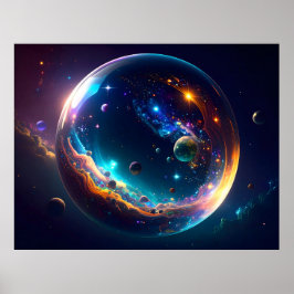 Cosmic Bubble Galaxy Fantasy Art Poster