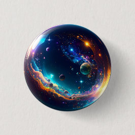 Cosmic Bubble Galaxy Fantasy Art Ronde Button 3,2 Cm