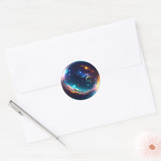 Cosmic Bubble Galaxy Fantasy Art Ronde Sticker (Envelop)