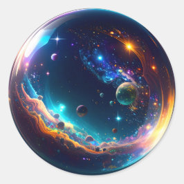 Cosmic Bubble Galaxy Fantasy Art Ronde Sticker