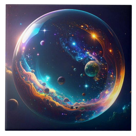 Cosmic Bubble Galaxy Fantasy Art Tegeltje (Voorkant)