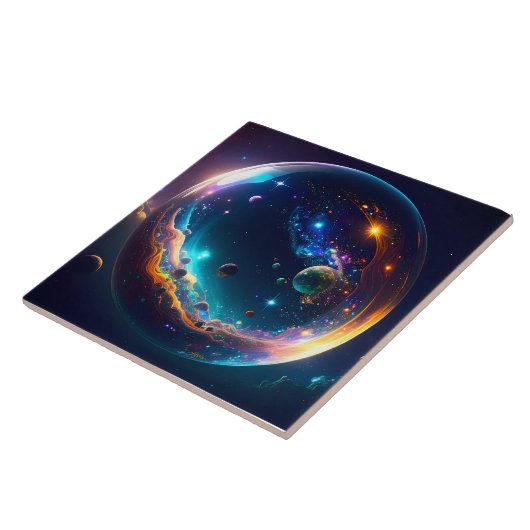 Cosmic Bubble Galaxy Fantasy Art Tegeltje (Zijkant)
