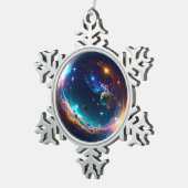 Cosmic Bubble Galaxy Fantasy Art Tin Sneeuwvlok Ornament (Rechts)