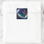 Cosmic Bubble Galaxy Fantasy Art Vierkante Sticker (Tas)