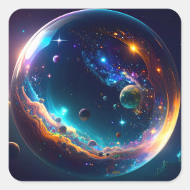 Cosmic Bubble Galaxy Fantasy Art Vierkante Sticker