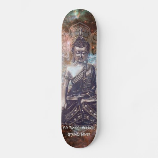 Cosmic Buddha's Cadence Code "Nooit panic" 7'7/8" Persoonlijk Skateboard (Voorkant)