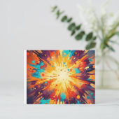 Cosmic Burst Abstract Splatter Art Briefkaart (Staand voorkant)