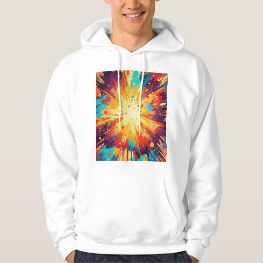 Cosmic Burst Abstract Splatter Art Hoodie (Voorkant)