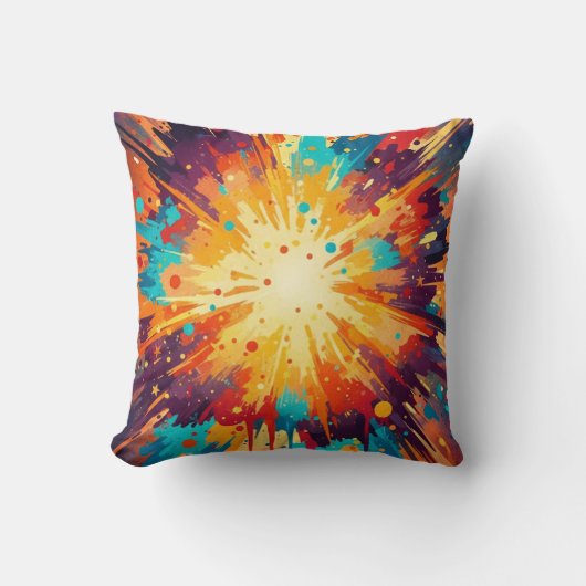 Cosmic Burst Abstract Splatter Art Kussen (Voorkant)