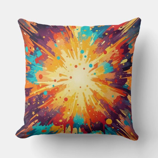 Cosmic Burst Abstract Splatter Art Kussen (Voorkant)