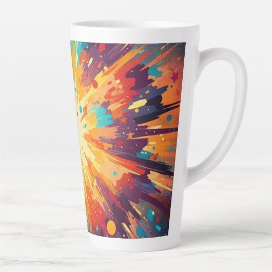 Cosmic Burst Abstract Splatter Art Latte Mok (Rechts)