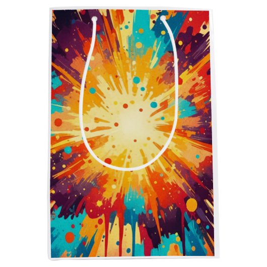 Cosmic Burst Abstract Splatter Art Medium Cadeauzakje (Voorkant)