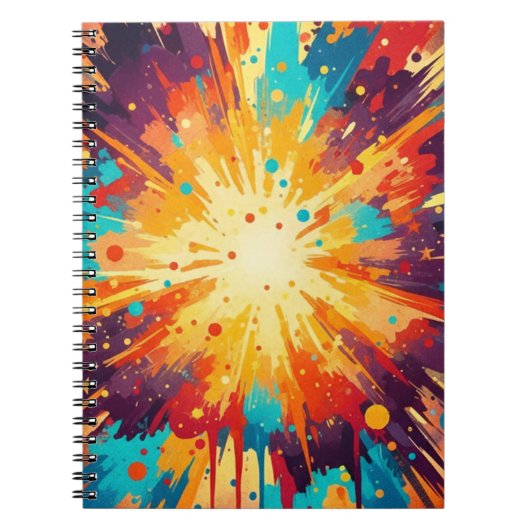 Cosmic Burst Abstract Splatter Art Notitieboek (Voorkant)