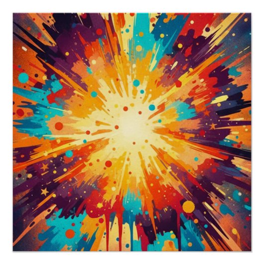 Cosmic Burst Abstract Splatter Art Perfect Poster (Voorkant)