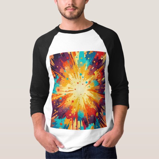 Cosmic Burst Abstract Splatter Art T-shirt (Voorkant)