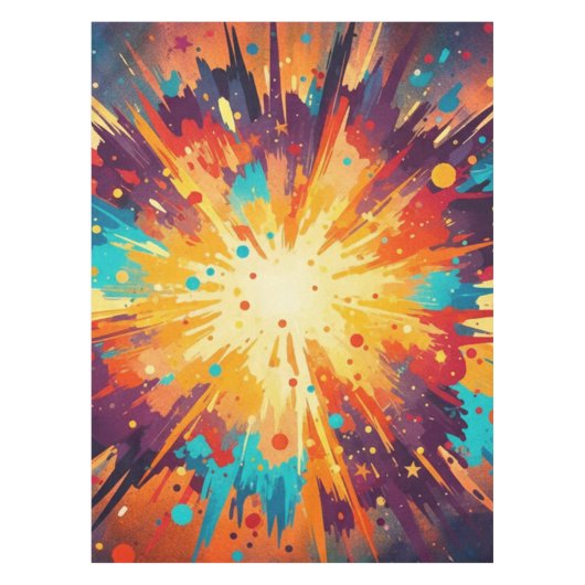 Cosmic Burst Abstract Splatter Art Tafelkleed (Voorkant)