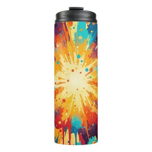 Cosmic Burst Abstract Splatter Art Thermosbeker (Voorkant)