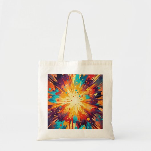 Cosmic Burst Abstract Splatter Art Tote Bag (Voorkant)