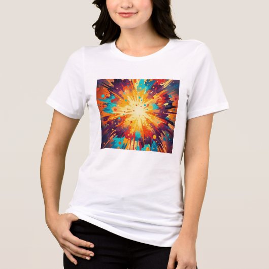 Cosmic Burst Abstract Splatter Art Tri-Blend Shirt (Voorkant)