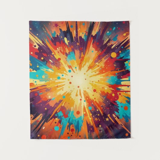 Cosmic Burst Abstract Splatter Art Wandkleed (Voorkant)