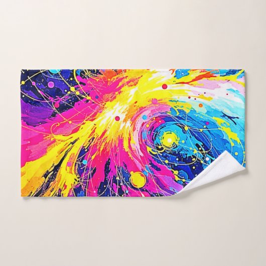 Cosmic Burst: Vibrant Splatter Art Bad Handdoek (Handdoek)