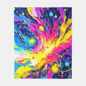 Cosmic Burst: Vibrant Splatter Art Fleece Deken (Voorkant)