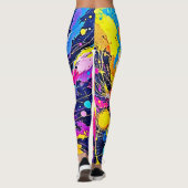 Cosmic Burst: Vibrant Splatter Art Leggings (Achterkant)