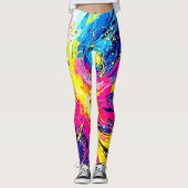 Cosmic Burst: Vibrant Splatter Art Leggings (Voorkant)