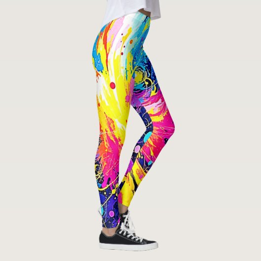Cosmic Burst: Vibrant Splatter Art Leggings (Rechts)