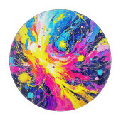 Cosmic Burst: Vibrant Splatter Art Snijplank (Voorkant)