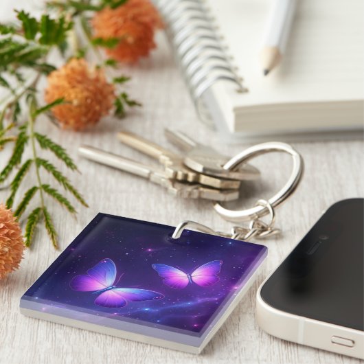 Cosmic Butterfly Duo beroemd gemaakt door Dreamy G Sleutelhanger (Voorkant Rechts)