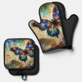 Cosmic Butterfly Fantasy kunstwerk Ovenwant & Pannenlap Set (Voorkant / Achterkant)