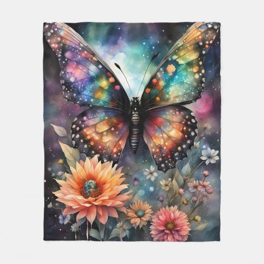 Cosmic Butterfly Fleece Deken (Voorkant)
