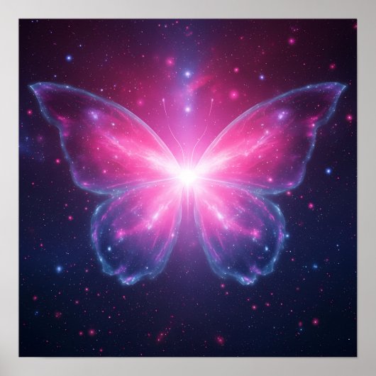 Cosmic Butterfly of Light in a Galactic Dream Poster (Voorkant)