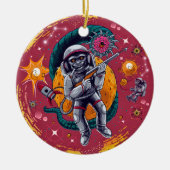 Cosmic Capers: Rondapen in de retro-ruimte Keramisch Ornament (Voorkant)