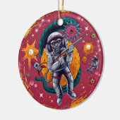 Cosmic Capers: Rondapen in de retro-ruimte Keramisch Ornament (Links)