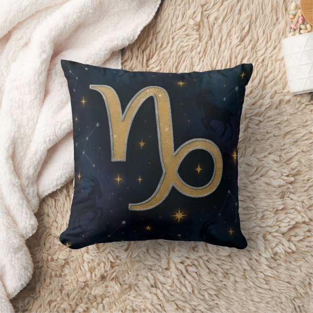 Cosmic Capricorn Golden Zodiac Symbol Kussen (Deken)