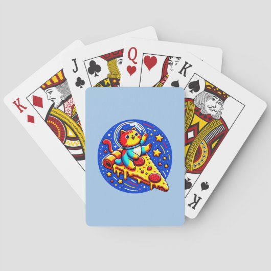 Cosmic Cat Astronaut - Grappig Ruimtepizza-avontuu Pokerkaarten (Achterkant)