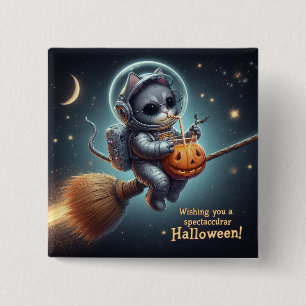 Cosmic Cat Astronaut: magie en ruimteavontuur Vierkante Button 5,1 Cm
