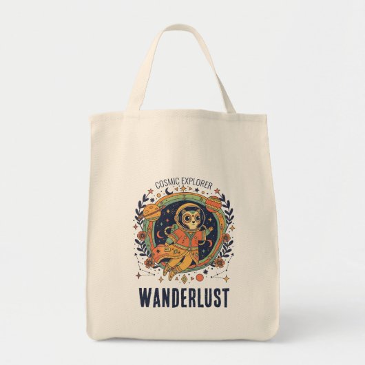 Cosmic Cat Astronaut Space Explorer Wanderlust Tote Bag (Voorkant)
