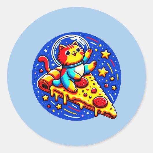 Cosmic Cat Astronaut Sticker - Grappige Ruimtepizz (Voorkant)
