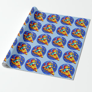 Cosmic Cat Astronaut Sticker - Grappige Ruimtepizz Cadeaupapier