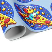Cosmic Cat Astronaut Sticker - Grappige Ruimtepizz Cadeaupapier (Rol Hoek)