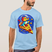 Cosmic Cat Astronaut Sticker - Grappige Ruimtepizz T-shirt (Voorkant)