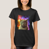 Cosmic Cat Cat Kitten in Outer Space Design T-shirt (Voorkant)