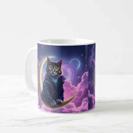 Cosmic Cat Coffee Cup Koffiemok (Voorkant links)