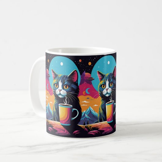 Cosmic Cat Coffee Koffiemok (Voorkant links)