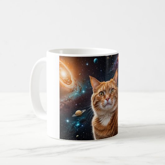 Cosmic Cat Coffee Mok (Voorkant links)