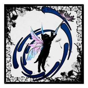 Cosmic Cat Dandelion Perfect Poster